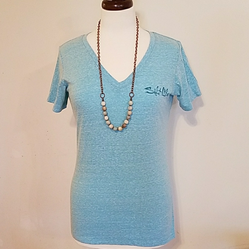 Salt Life V-Neck Tee 💙 Heather Baby Blue
